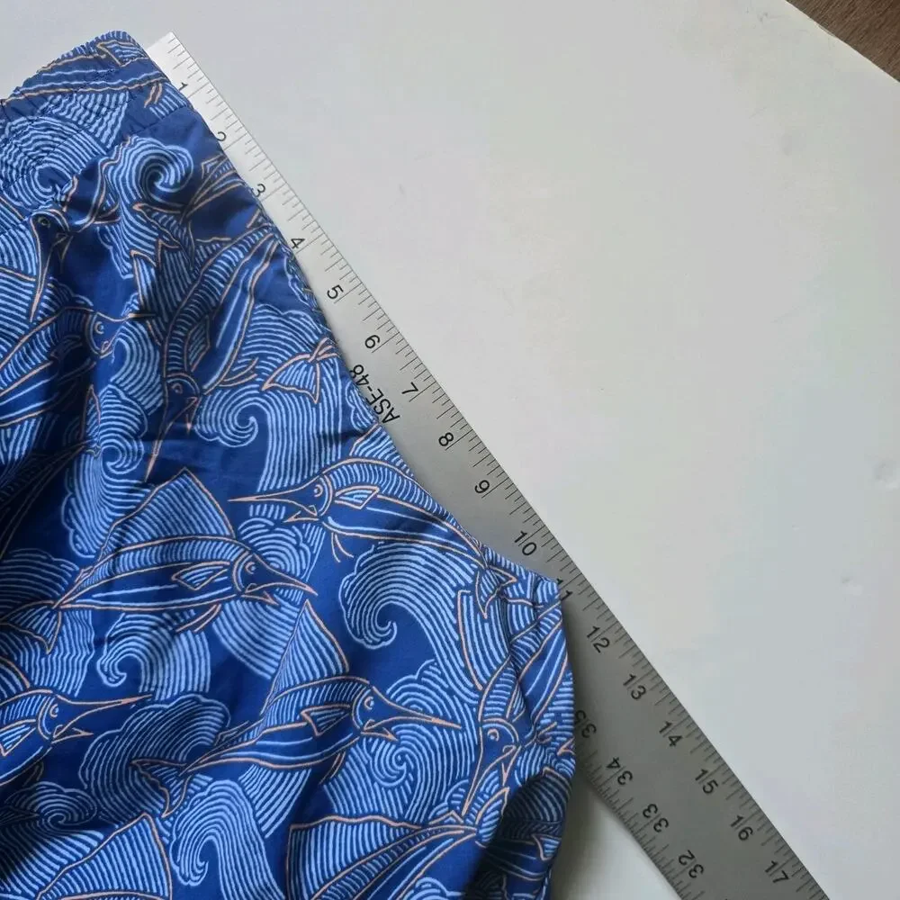 Columbia PFG Shark Print Swim Trunks Boys Youth XL 18/20 Blue White UPF 50 NWT